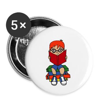 Premier jour d’école - Amour Livres Amour Lire - Lot de 5 petits badges (25 mm) - blanc - Devant
