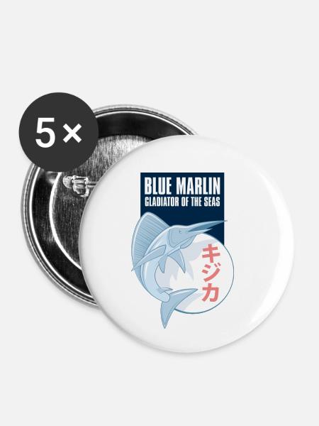 Blue Marlin - Buttons klein 25 mm (5er Pack) - Weiß
