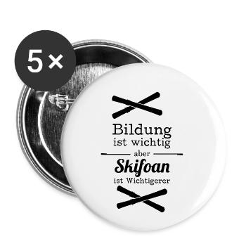 Education is important but Skifoan is more important - Buttons small 1''/25 mm (5-pack) - white - Front