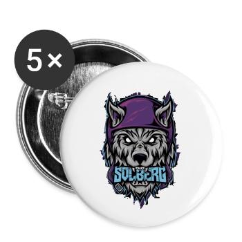 Rallycross de rallye de loup - Lot de 5 petits badges (25 mm) - blanc - Devant