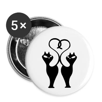 Katzen - Buttons klein 25 mm (5er Pack) - Weiß - Vorne