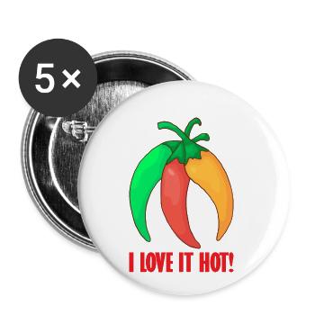 Chili Paprika Peperoni Chilischote Scharf Essen - Buttons klein 25 mm (5er Pack) - Weiß - Vorne
