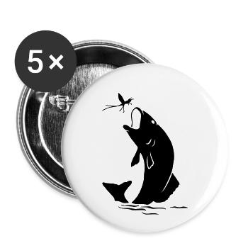 Don de poisson sauteur - Lot de 5 petits badges (25 mm) - blanc - Devant