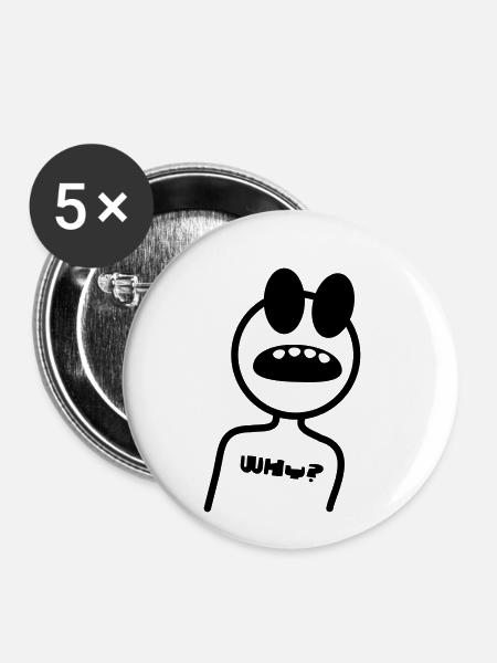 WHY - Strichmännchen - Buttons klein 25 mm (5er Pack) - Weiß
