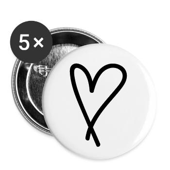 Coeur, cadeau d'amour - Lot de 5 petits badges (25 mm) - blanc - Devant