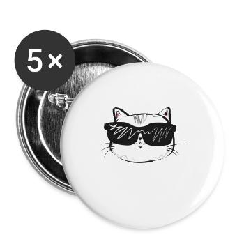 Cool Cat Sunglasses | Gift idea - Buttons small 1''/25 mm (5-pack) - white - Front