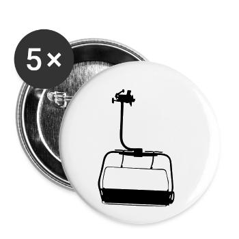 Skifahren - Lift - Sessellift - Snowboarden - Ski - Buttons klein 25 mm (5er Pack) - Weiß - Vorne
