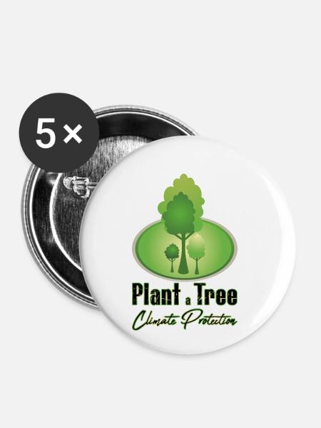 Plant a Tree - Climate Protection - Buttons klein 25 mm (5er Pack) - Weiß