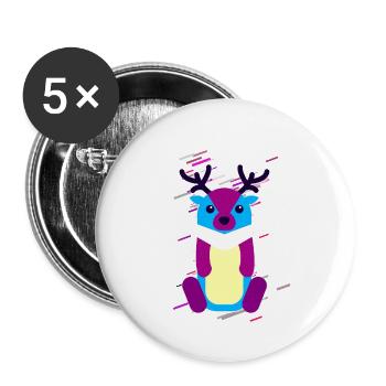 Baby Elch 80er Retro Violett - Buttons klein 25 mm (5er Pack) - Weiß - Vorne