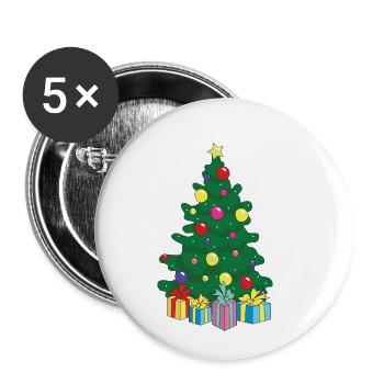 Weihnachtsbaum Tannenbaum Christbaum Weihnachten - Buttons klein 25 mm (5er Pack) - Weiß - Vorne