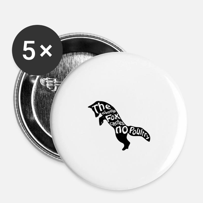 Fox silhouette - Buttons small 1''/25 mm (5-pack) - white