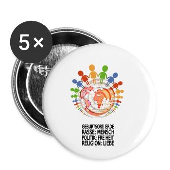 Gegen Rassismus - Buttons klein 25 mm (5er Pack) - Weiß - Vorne