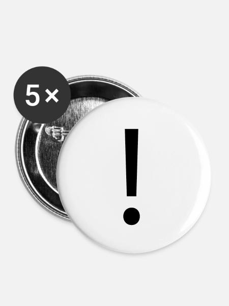 Ausrufezeichen - Buttons klein 25 mm (5er Pack) - Weiß