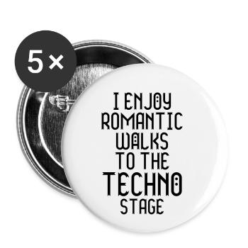 Techno Stage Electro Festival Party Geschenk Idee - Buttons klein 25 mm (5er Pack) - Weiß - Vorne