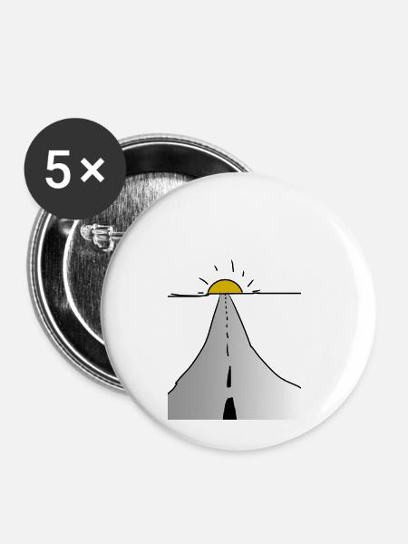 Strasse - Buttons klein 25 mm (5er Pack) - Weiß
