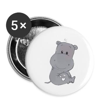 Hippo - Buttons small 1''/25 mm (5-pack) - white - Front
