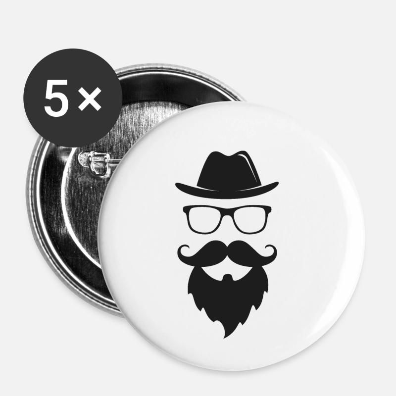 The Hipster - Buttons small 1''/25 mm (5-pack) - white