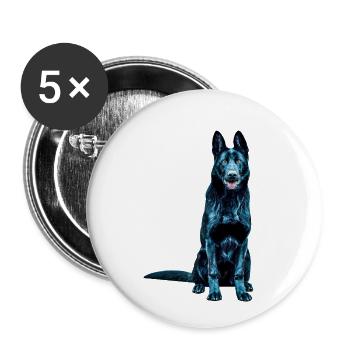 German shepherd - Buttons small 1''/25 mm (5-pack) - white - Front