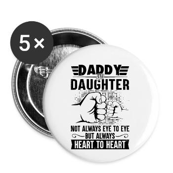 Daddy and daughter always heart to heart - Buttons small 1''/25 mm (5-pack) - white - Front