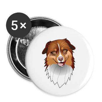 Berger Australien - rouge tricolore - Lot de 5 petits badges (25 mm) - blanc - Devant