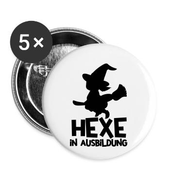 hexe in ausbildung - Buttons klein 25 mm (5er Pack) - Weiß - Vorne