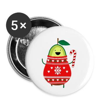 Süße Avocado Frohe Weihnachten hässlich Pullover Santa - Buttons klein 25 mm (5er Pack) - Weiß - Vorne