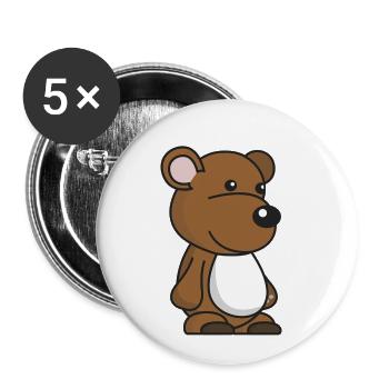 Petit ours brun - Lot de 5 petits badges (25 mm) - blanc - Devant