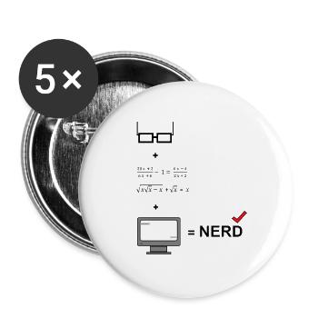 Nerd - Buttons klein 25 mm (5er Pack) - Weiß - Vorne