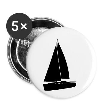 Voilier noir - Lot de 5 petits badges (25 mm) - blanc - Devant