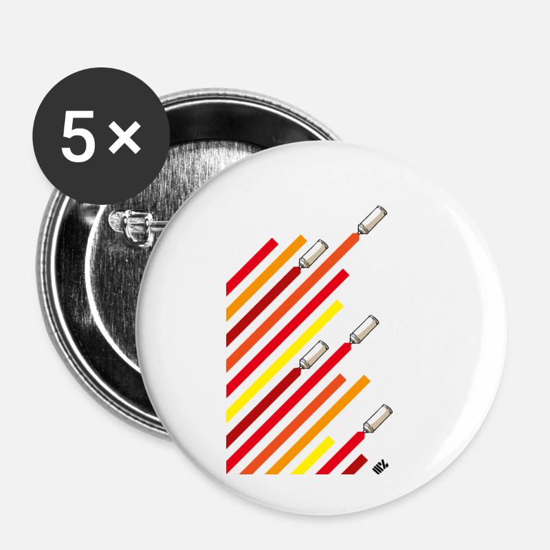 Cans and stripes - Buttons small 1''/25 mm (5-pack) - white