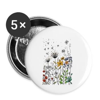 Blumen - Buttons klein 25 mm (5er Pack) - Weiß - Vorne