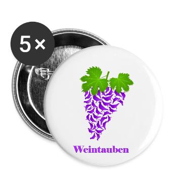 rote Weintauben, Weintrauben, Tauben, Taube - Buttons klein 25 mm (5er Pack) - Weiß - Vorne