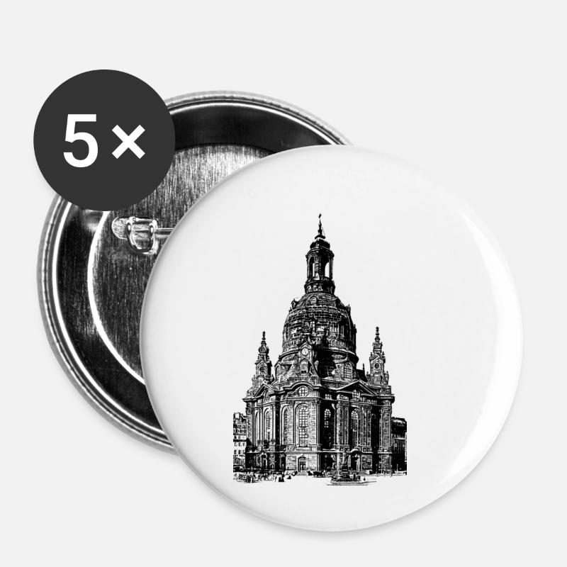Frauenkirche um 1910 - Buttons klein 25 mm (5er Pack) - Weiß