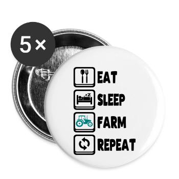 Eat Sleep Farm Repeat - Buttons small 1''/25 mm (5-pack) - white - Front