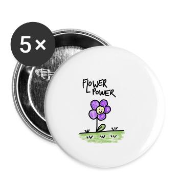 FLOWER-POWER - Buttons klein 25 mm (5er Pack) - Weiß - Vorne