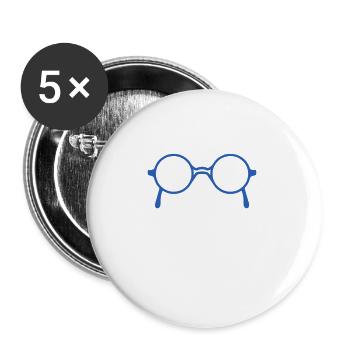 Blue glasses - Buttons small 1''/25 mm (5-pack) - white - Front