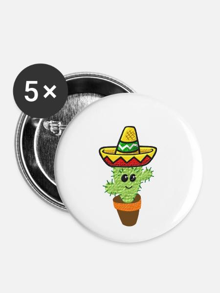 Kaktus - Buttons klein 25 mm (5er Pack) - Weiß