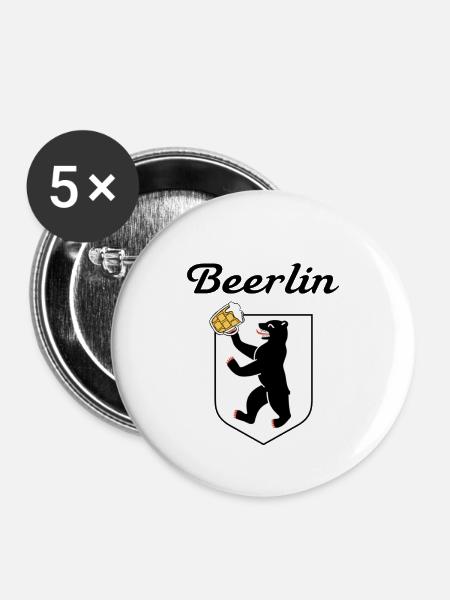 Berlin Beerlin Bier Beer - Buttons klein 25 mm (5er Pack) - Weiß