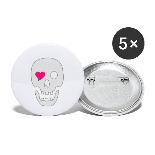 Dödskalle, pixlad - Små knappar 25 mm (5-pack)