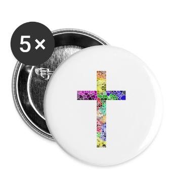 Croiser Jésus Dieu Religion Église Pape Vatican - Lot de 5 petits badges (25 mm) - blanc - Devant