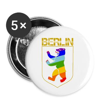 Berliner Bär Wappen - Buttons klein 25 mm (5er Pack) - Weiß - Vorne