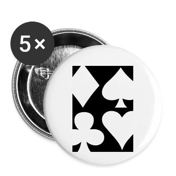 Poker Gift Casino Card Game Heart Pik - Buttons small 1''/25 mm (5-pack) - white - Front