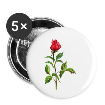 Rote Rose - Buttons klein 25 mm (5er Pack) - Weiß - Vorne