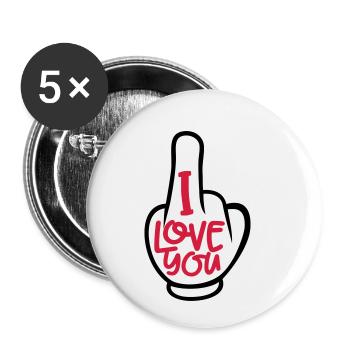 I love you - Buttons klein 25 mm (5er Pack) - Weiß - Vorne