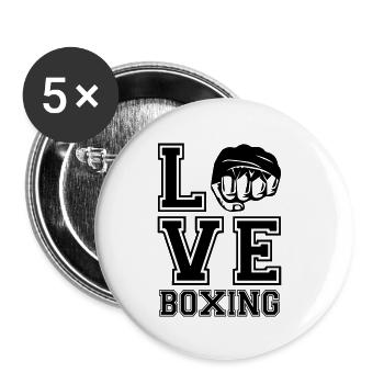 Amour de boxe - Lot de 5 petits badges (25 mm) - blanc - Devant