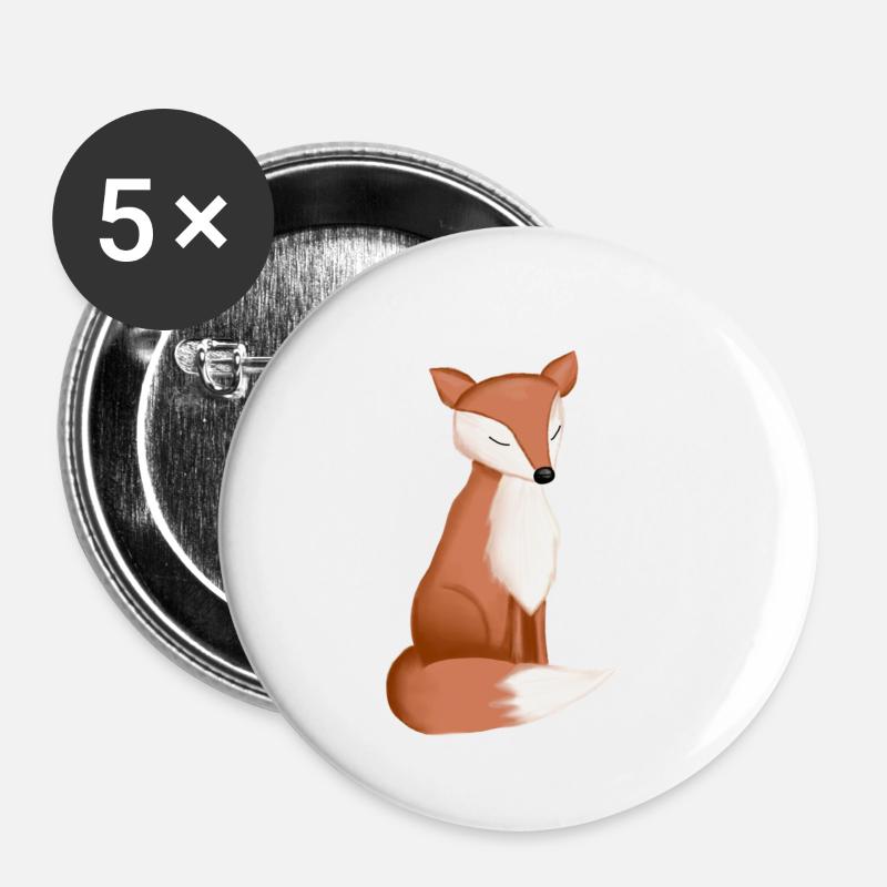 Fuchs - Buttons klein 25 mm (5er Pack) - Weiß