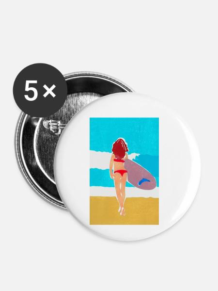 gone surfing - Buttons klein 25 mm (5er Pack) - Weiß