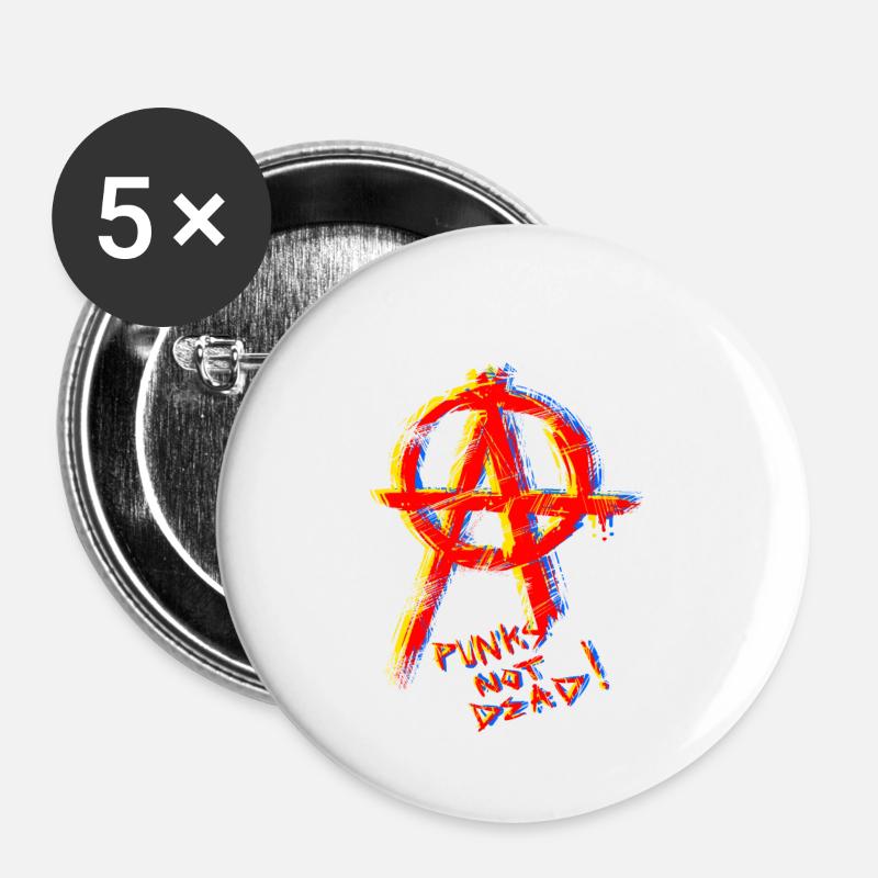 punks not dead anarchy - Buttons klein 25 mm (5er Pack) - Weiß