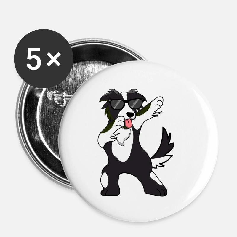 Border Collie Dabbing Dab Dance Gift - Buttons small 1''/25 mm (5-pack) - white