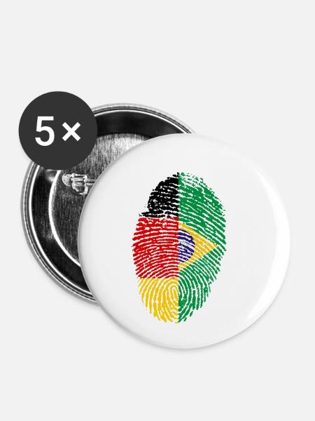 Deutschland und Brasilien - Buttons klein 25 mm (5er Pack) - Weiß